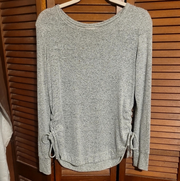 SO Sweaters - SO Heather Gray Long Sleeve Top with Side Ties